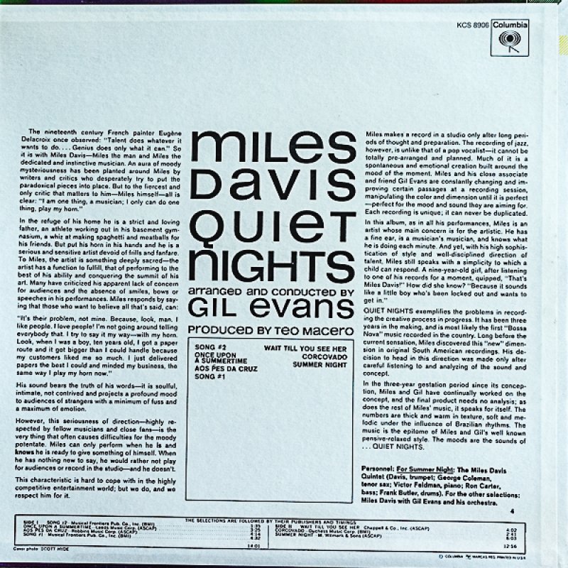 画像2: マイルス・デイヴィス（tp）/クワイエット・ナイツ（US盤再発） (2)