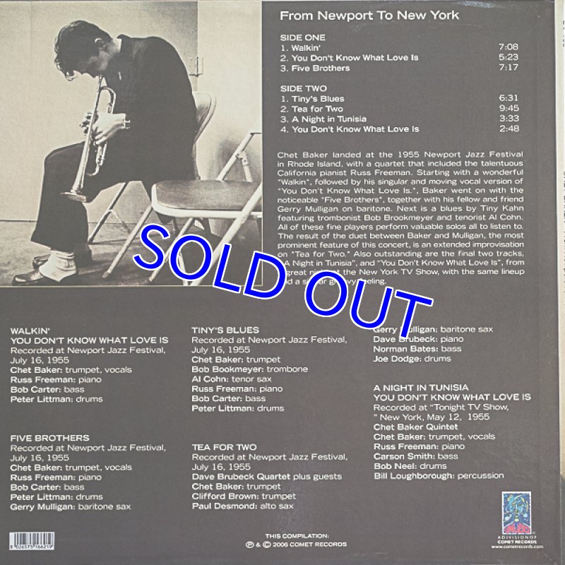 画像2: チェット・ベイカー（tp）/FROM NEWPORT TO NEW YORK（EU盤） (2)