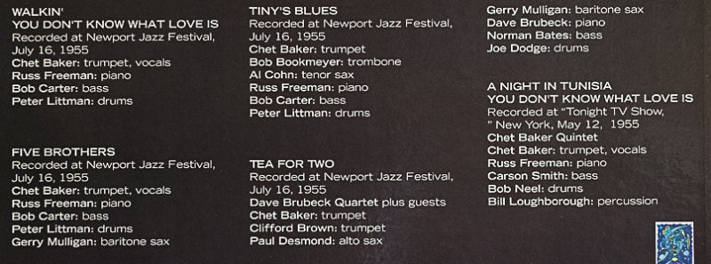 画像4: チェット・ベイカー(tp)/FROM NEWPORT TO NEW YORK(EU盤) (4)