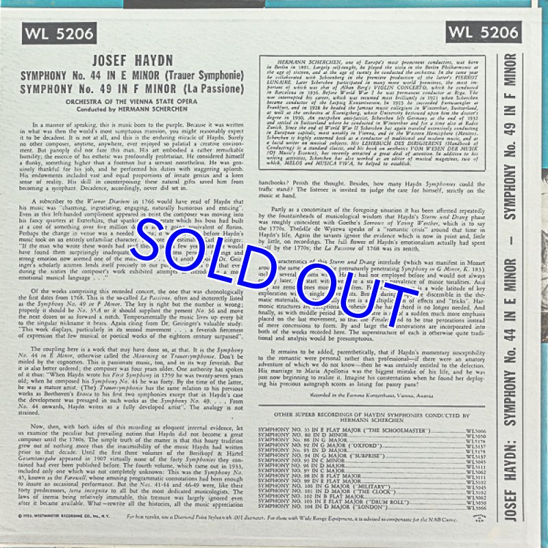 画像2: ヘルマン・シェルヘン指揮/ハイドン:交響曲第44番、第49番 (2)