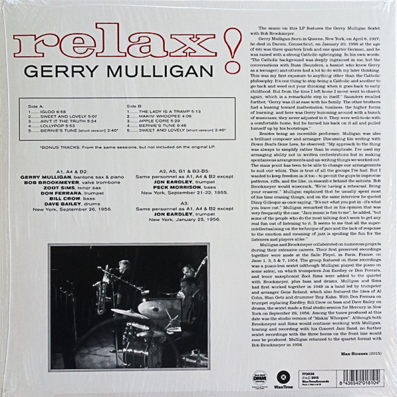 画像2: ジェリー・マリガン（bs）/RELAX! (2)