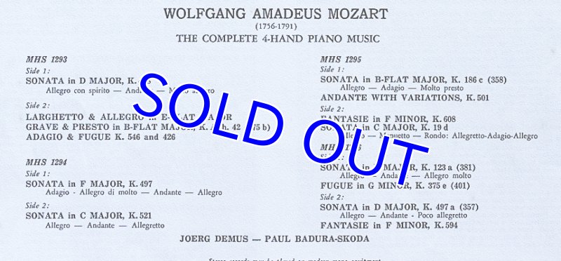 画像4: イェルク・デムス＆パウル・パドゥラ=スコダ/モーツァルト：4手のためのピアノ・ソナタ全曲 (4)