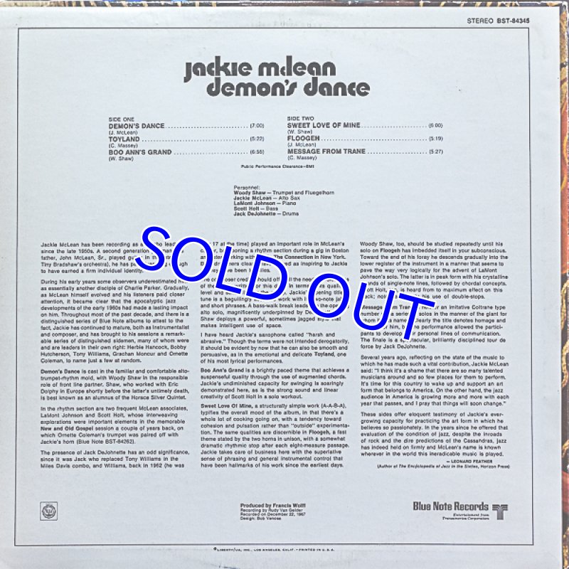 画像2: ジャッキー・マクリーン（as）/DEMON'S DANCE（van gelder刻印） (2)