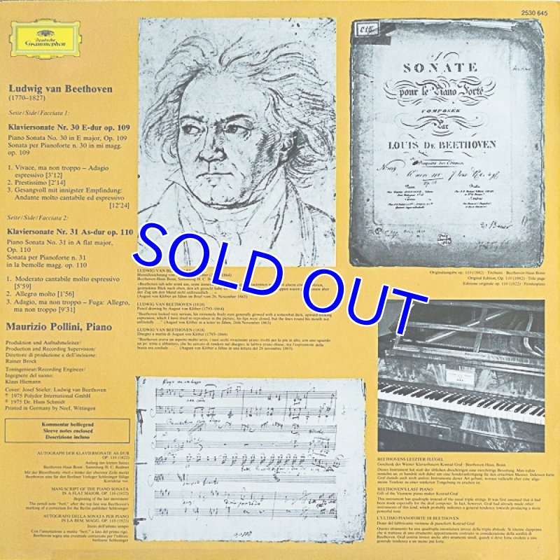 画像2: マウリツィオ・ポリーニ（pf）/ベートーヴェン：ピアノ・ソナタ第30番、第31番 (2)