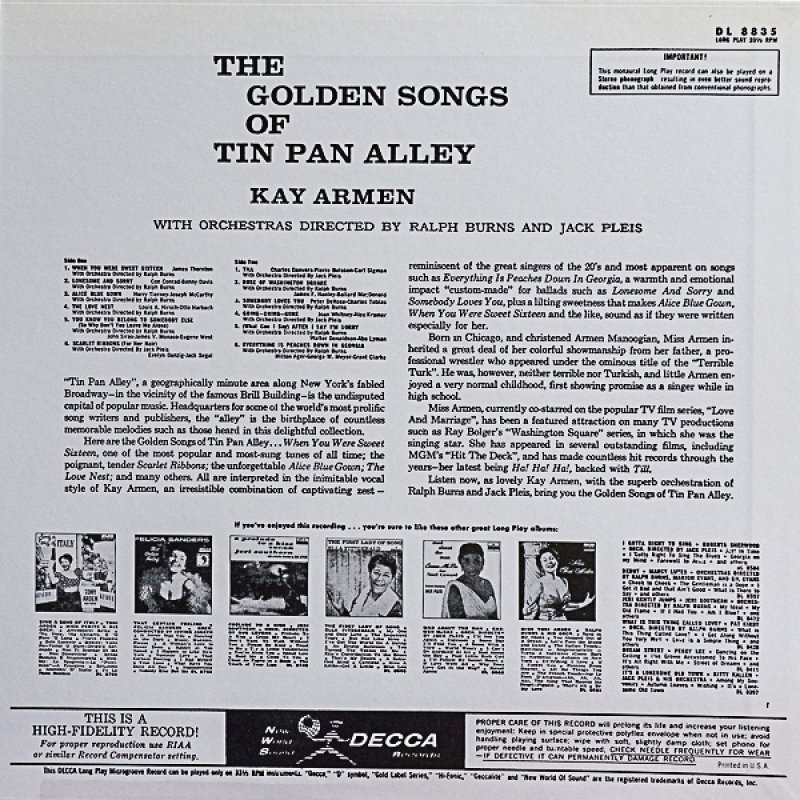 画像2: ケイ・アーメン/ソングス・オブ・ティン・パン・アレイ (2)