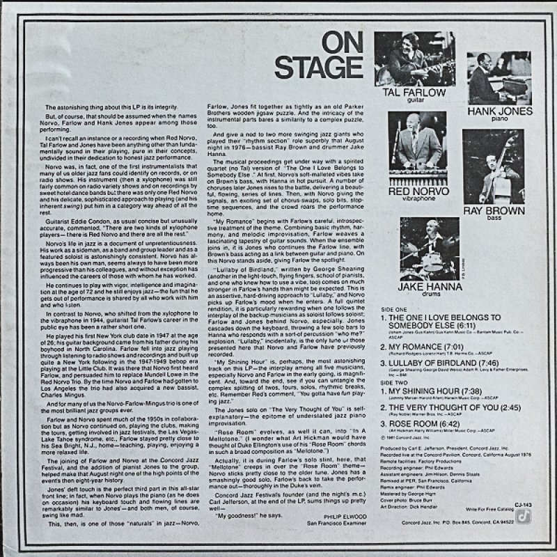 画像2: タル・ファーロ(g）他/TAL FARLOW HANK JONS RED NORVO ON SYAGE (2)