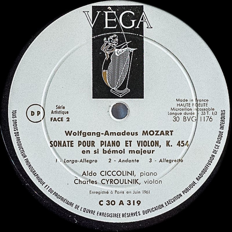 画像4: アルド・チッコリーニ（pf）/モーツァルト：ヴァイオリン・ソナタK378,K475 (4)