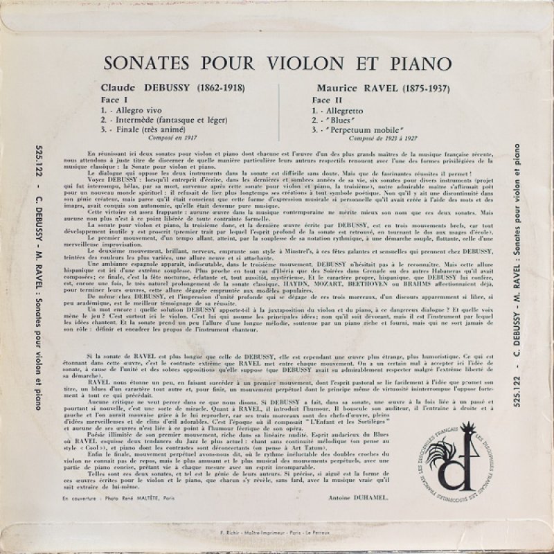 画像2: ミシェル・オークレール/ドビュッシー、ラヴェル：ヴァイオリン・ソナタ (2)