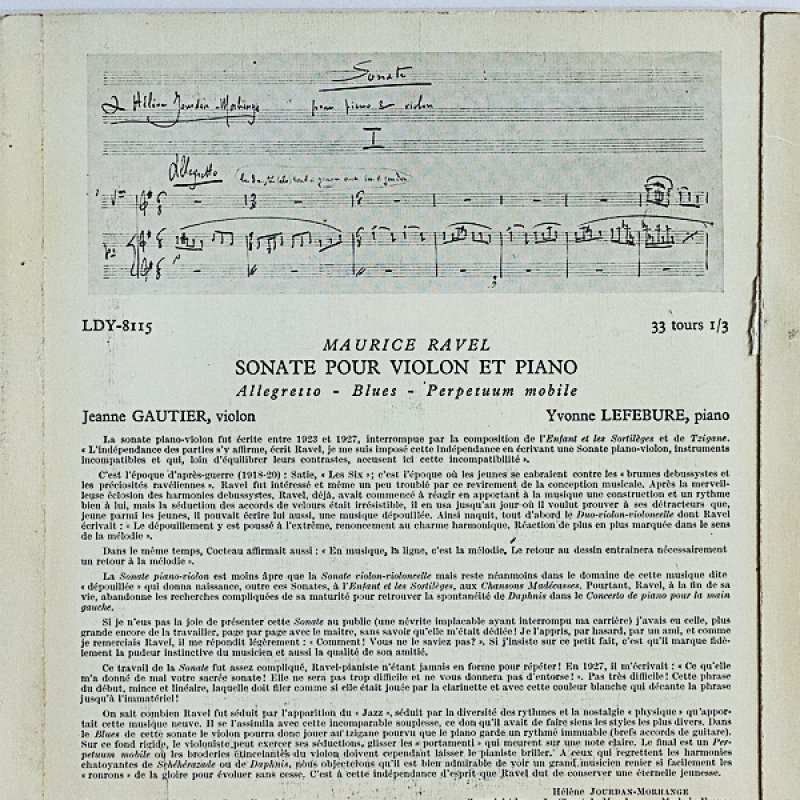 画像2: ジャンヌ・ゴーティエ（Vn）/ラヴェル：ヴァイオリン・ソナタ (2)