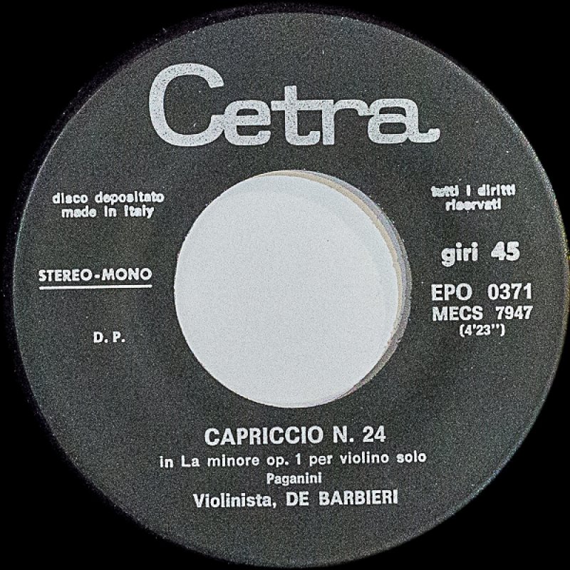 画像3: レナート・デ・バルビエーリ（Vn）/パガニーニ：即興曲ネル・コウ・ピウ、カプリースNo.24 (3)