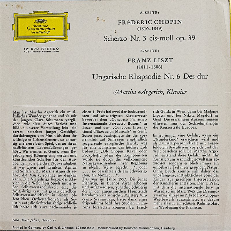 画像2: マルタ・アルゲリッチ（pf）/ショパン：スケルツォ第3番作品39 (2)