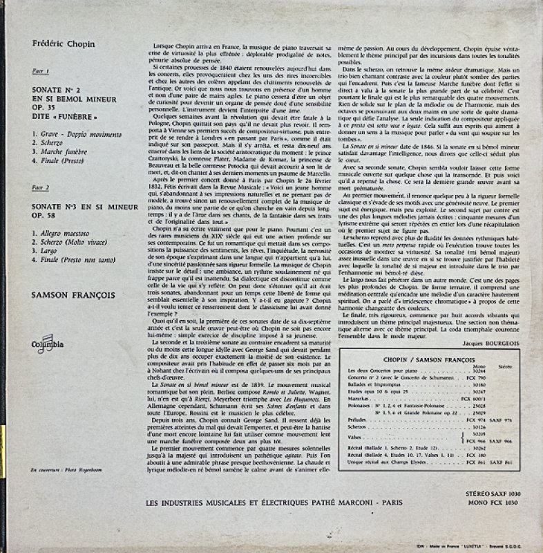 画像2: サンソン・フランソワ（pf）/ショパン: ピアノ・ソナタ第2,3番 (2)