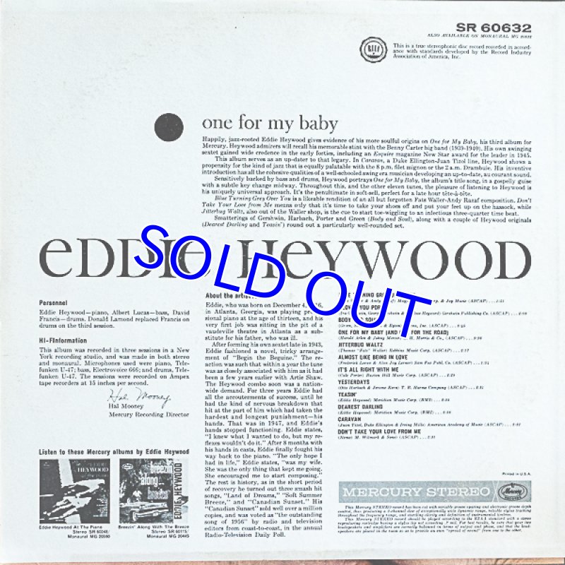 画像2: エディ・ヘイウッド(pf）/ONE FOR MY BABY (2)