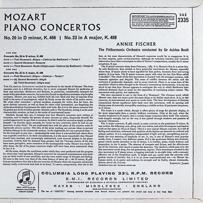 画像2: アニー・フィッシャー（pf）/モーツァルト： ピアノ協奏曲第20番、第23番 (2)
