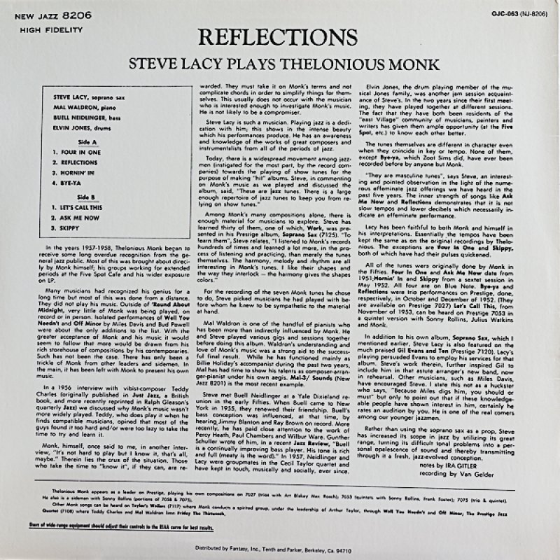 画像2: スティーブ・レイシー(ss)/PLAY'S THELONIOUS MONK (2)