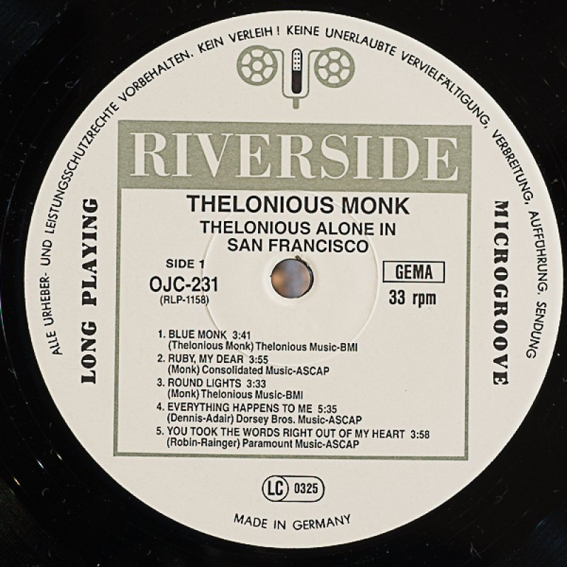 画像3: セロニアス・モンク(p)/ALONE INSAN FRANCISCO (3)