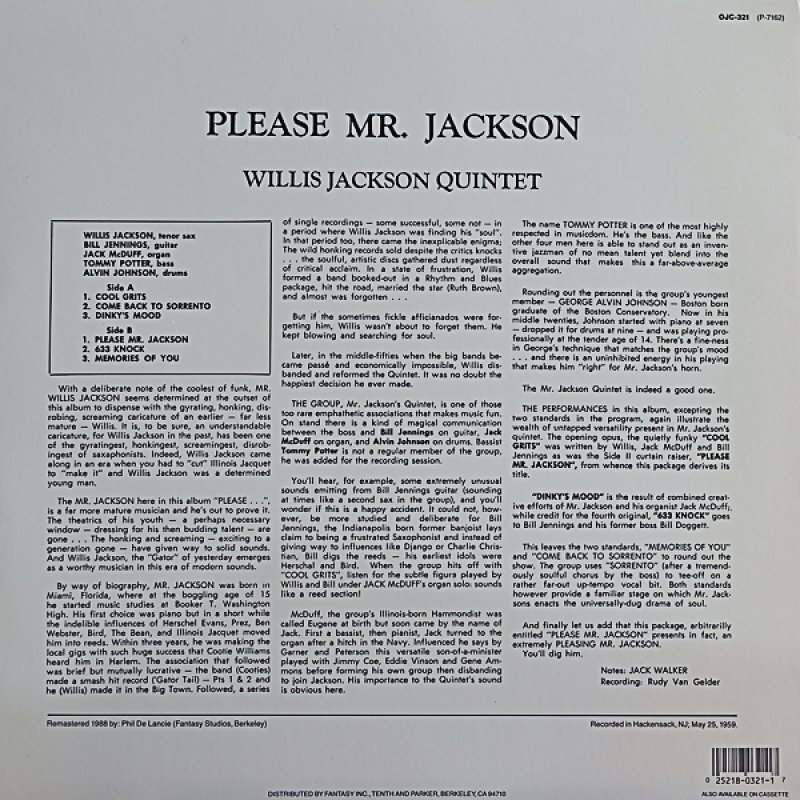 画像2: ウィリス・ジャクソン(ts)/PLEASE MR. JACKSON (2)