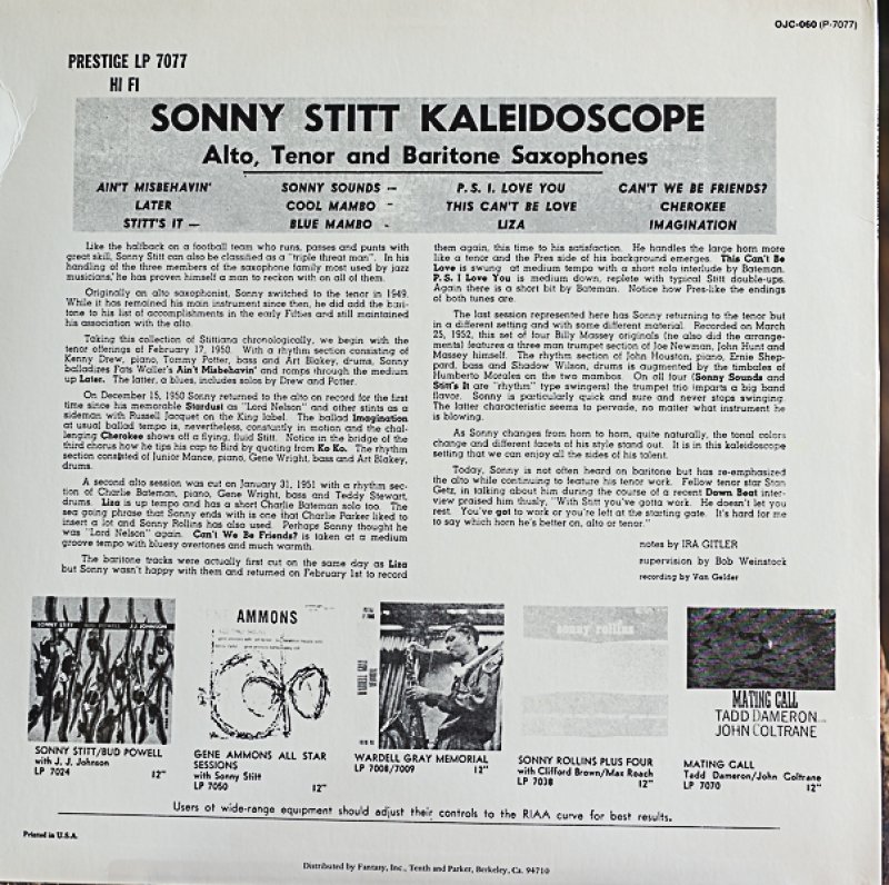 画像2: ソニー・スティット(ts)/KALEIDOSCOPE (2)