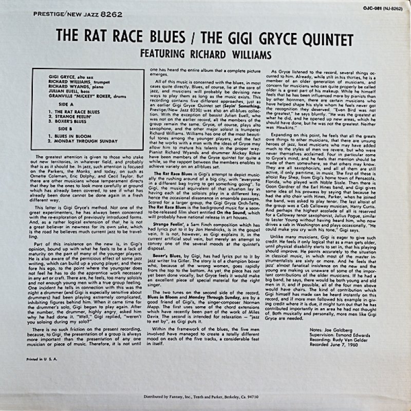 画像2: ジジ・グライス(as)/THE RAT RACE BLUES (2)