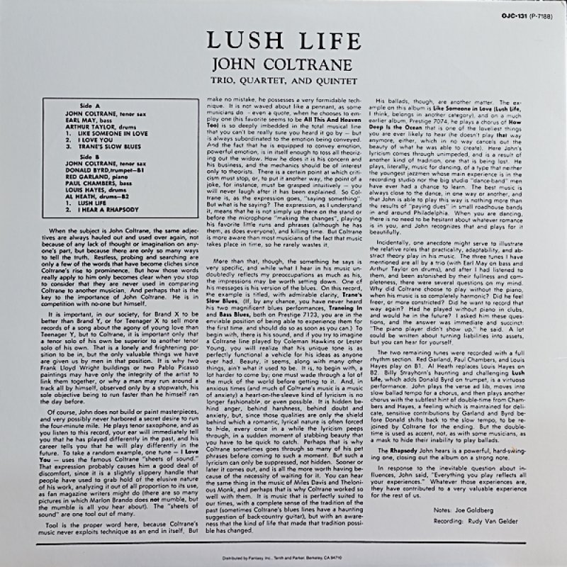 ジョン・コルトレーン（ts）/LUSH LIFE｜🔴レコード/ジャズ