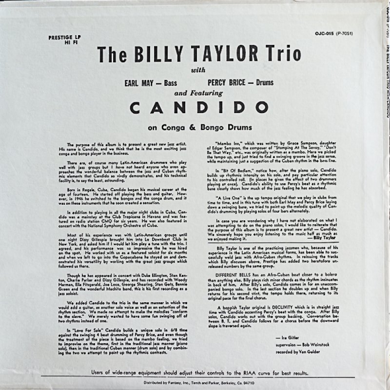 画像2: ビリー・テイラー(p)/WITH CANDIDO (2)