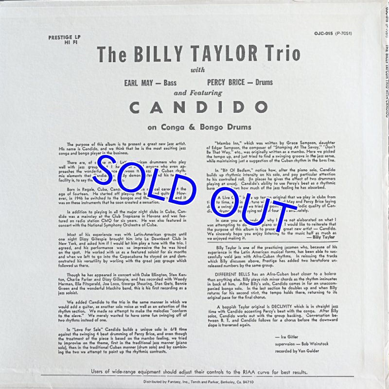 画像2: ビリー・テイラー（p）/WITH　CANDIDO (2)