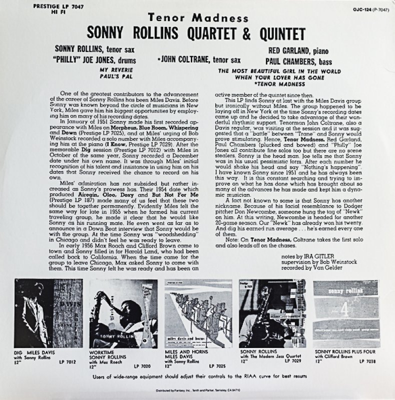 画像2: ソニー・ロリンズ(ts)/TENOR MADNESS (2)