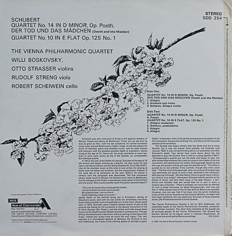 画像2: ウィーン・フィルハーモニー四重奏団/シューベルト：弦楽四重奏曲第14番死と乙女 (2)