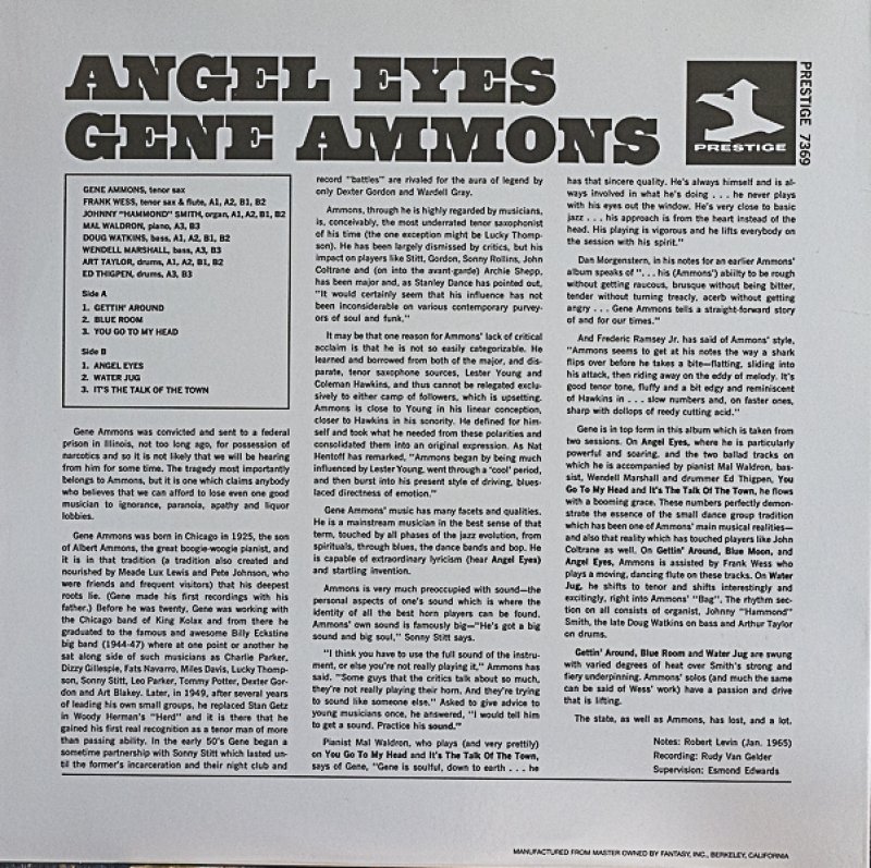 画像2: ジーン・アモンズ(ts)/ANGEL EYES (2)