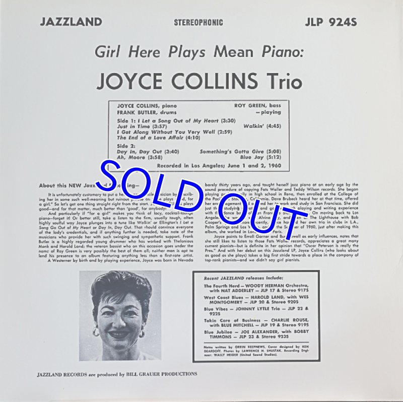 画像2: ジョイス・コリンズ・トリオ/GIRL HERE PLAYS MEAN PIANO (2)
