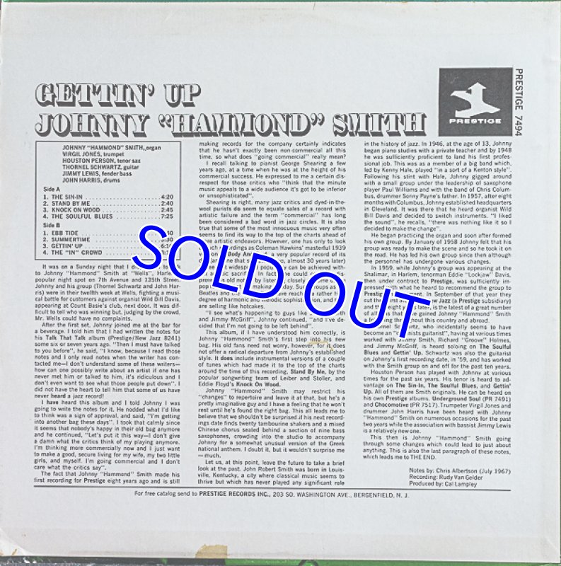 画像2: ジョニー・ハモンド・スミス（Org）/GETTIN' UP (2)