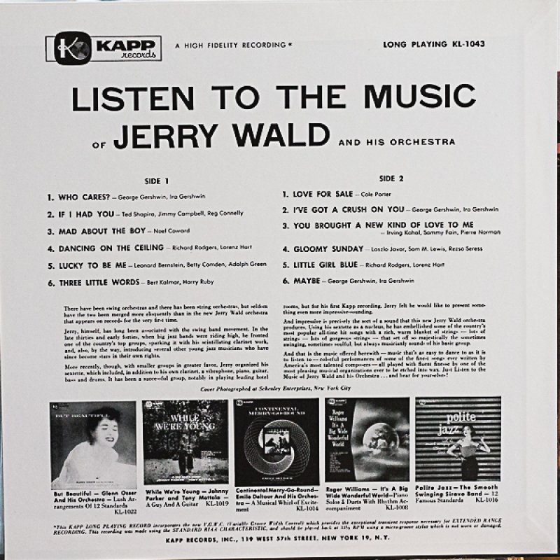 画像2: ジェリー・ウォルド（Cl,cond）/リッスン・トゥ・ザ・ミュージック・オブ・ジェリー・ウォルド（ビル・エヴァンス初録音） (2)