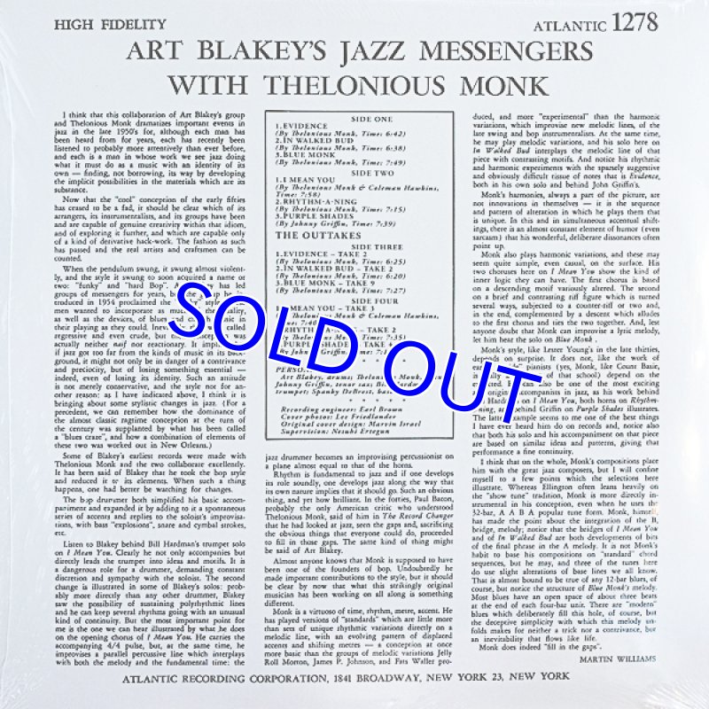 画像2: アート・ブレイキー&ジャズ・メッセンジャーズ/WITH THELONIOUS MONK (2)