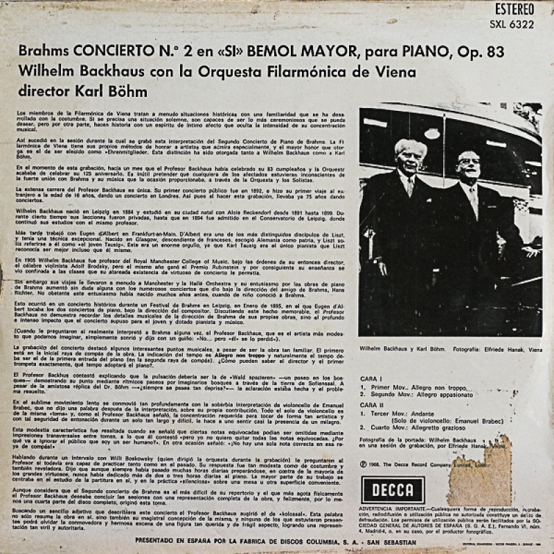 画像2: ヴィルヘルム・バックハウス（pf）/ブラームス：ピアノ協奏曲第2番変ロ長調作品83 (2)