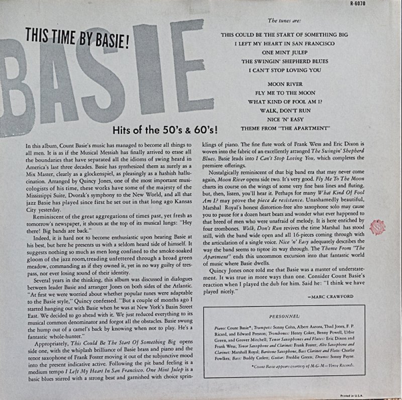 画像2: カウント・ベイシー楽団/THIS TIME BY BASIE! Hits of the 50's & 60's! (2)