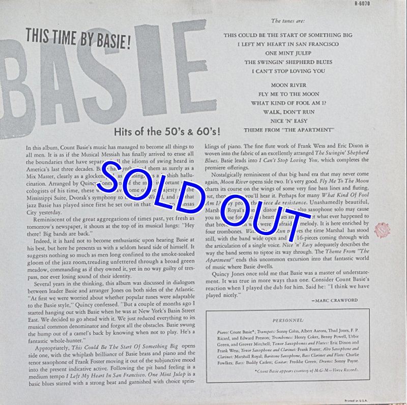 画像2: カウント・ベイシー楽団/THIS TIME BY BASIE! Hits of the 50's & 60's! (2)