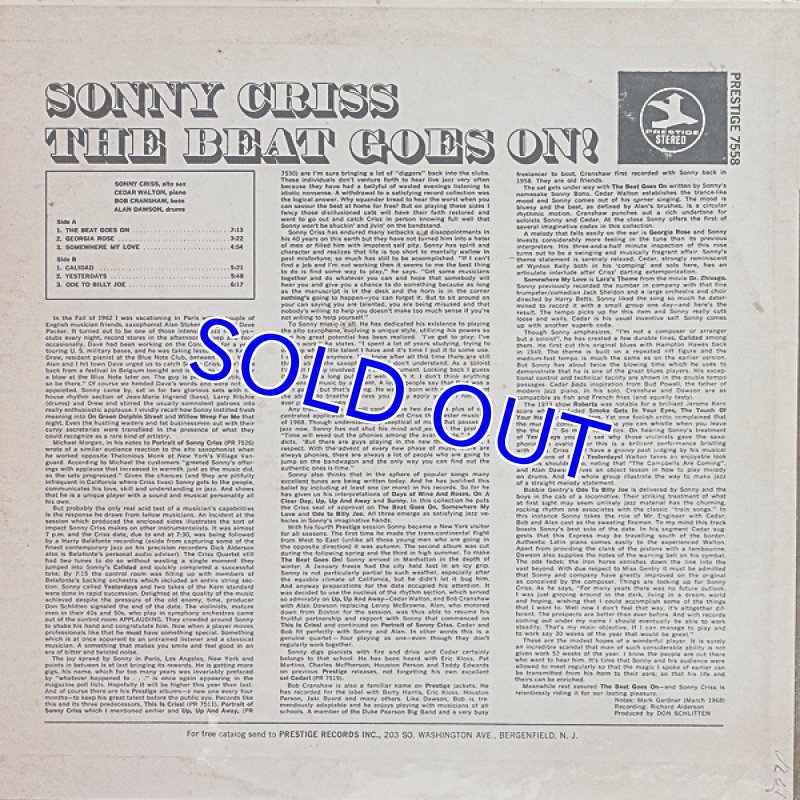 画像2: ソニー・クリス（as）/THE BEAT GOES ON! (2)