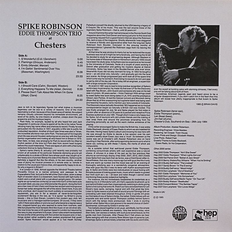 画像2: スパイク・ロビンソン(ts)/WITH THE EDDIE THOMPSON TRIO (2)