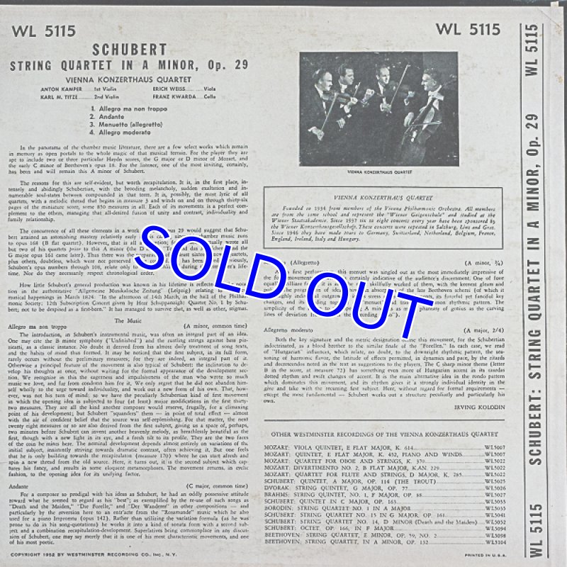 画像2: ウィーン・コンツェルトハウス弦楽四重奏団/シューベルト：弦楽四重奏曲第13番作品29ロザムンデ (2)