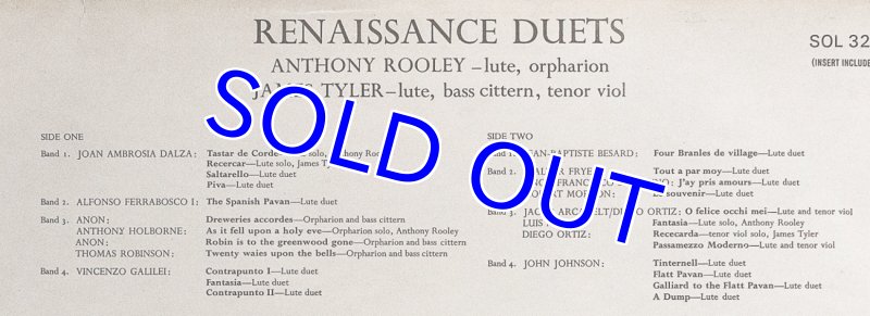 画像3: アンソニー・ローリー（Lute）/RENAISSANCE DUETS（英盤） (3)