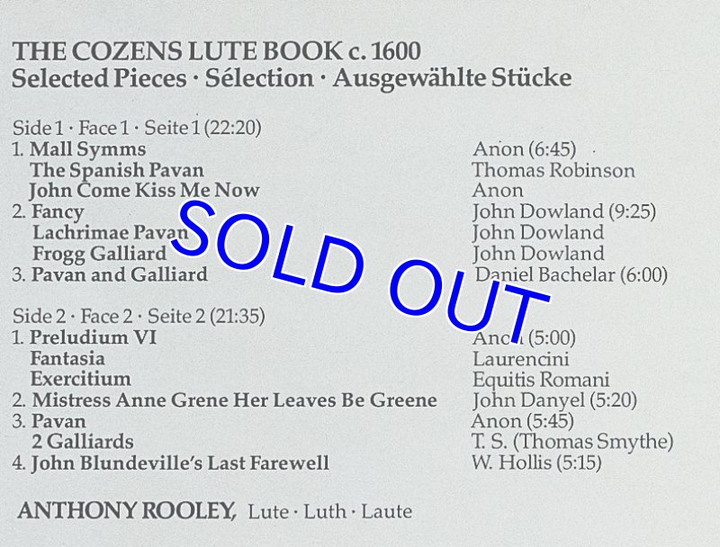 画像3: アンソニー・ローリー（Lute）/THE COZENS LUTE BOOK（英盤） (3)