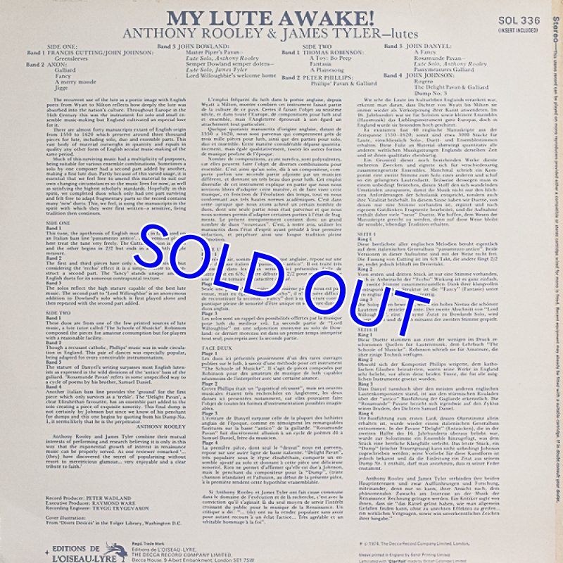 画像2: アンソニー・ローリー（Lute）/My Lute Awake！（英盤） (2)