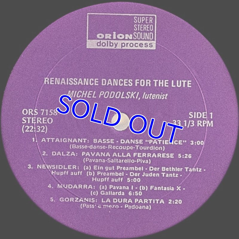 画像4: ミシュエル・ポドルスキ（Lute）/RENAISSANCE DANCES FOR THE LUTE（米盤） (4)