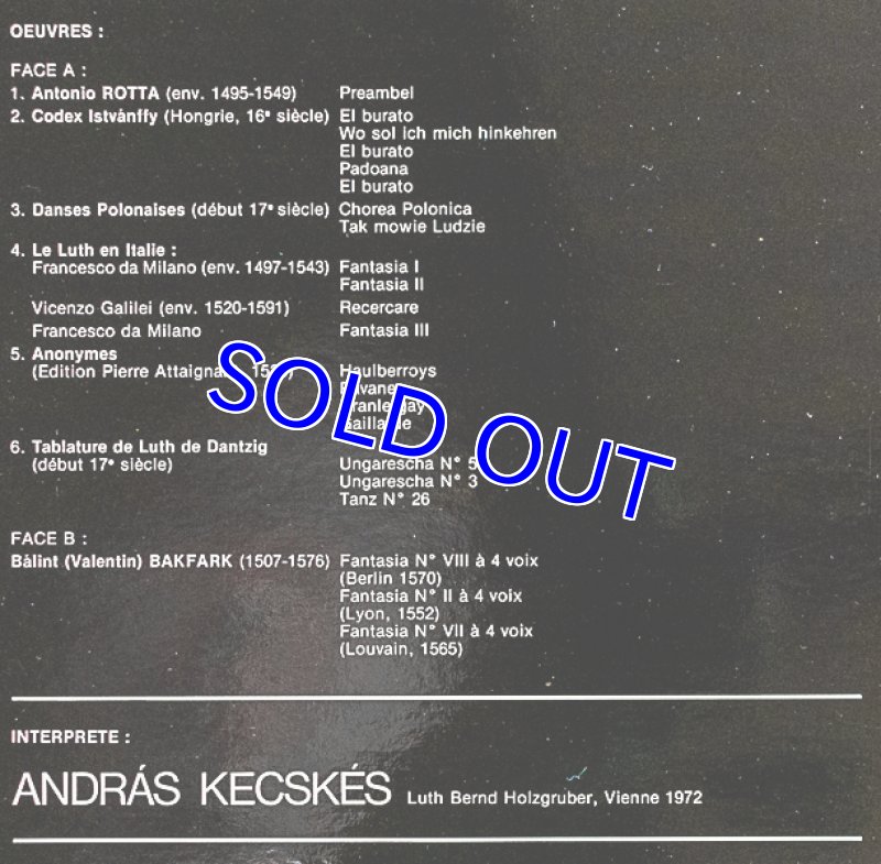 画像3: アンドラーシュ・ケチケーシュ（Lute）/LE LUTH A LA RENAISSANCE（仏盤） (3)