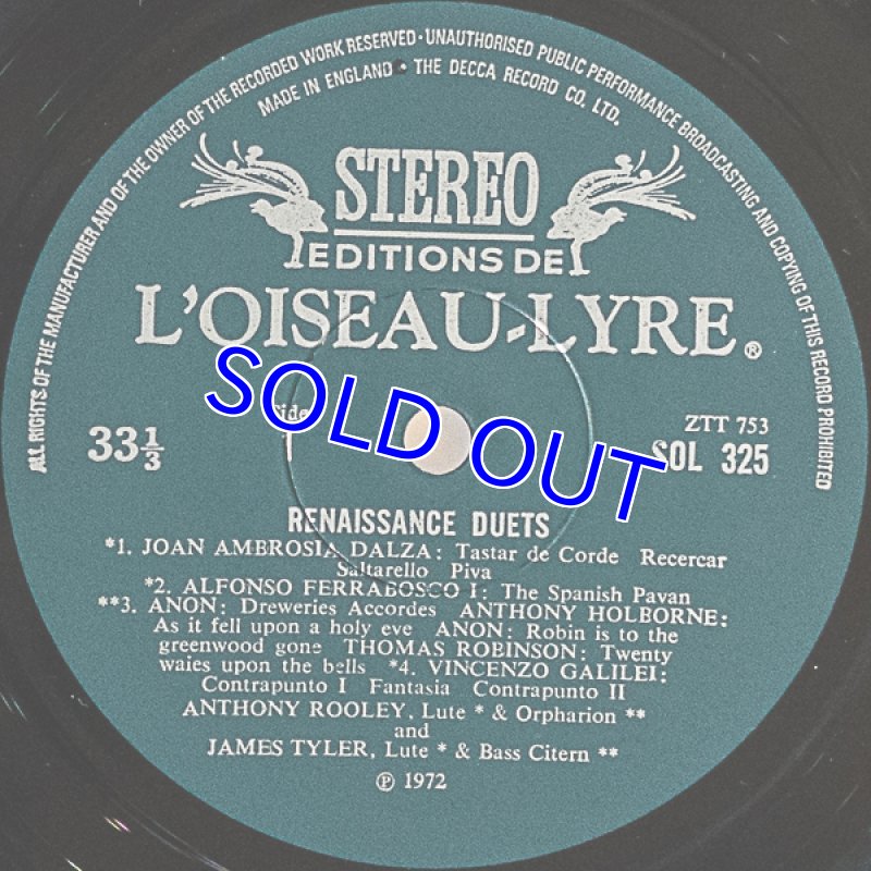 画像4: アンソニー・ローリー（Lute）/RENAISSANCE DUETS（英盤） (4)