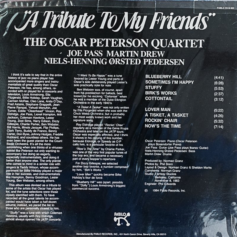 画像2: オスカー・ピーターソン（p）/A TRIBUTE TO MY FRIENDS (2)