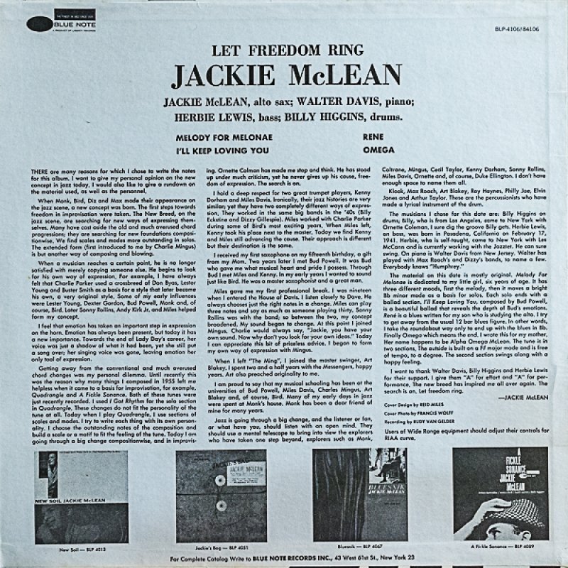 画像2: ジャッキー・マクリーン（as）/LET FREEDOM RING（RVG） (2)