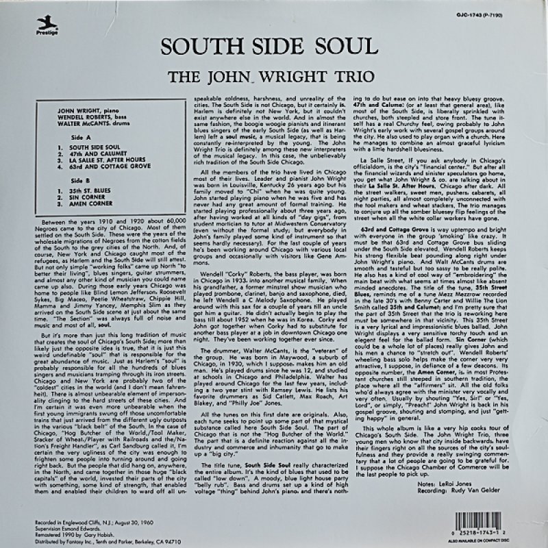 画像2: ザ・ジョン・ライト・トリオ/SOUTH SIDE SOUL (2)