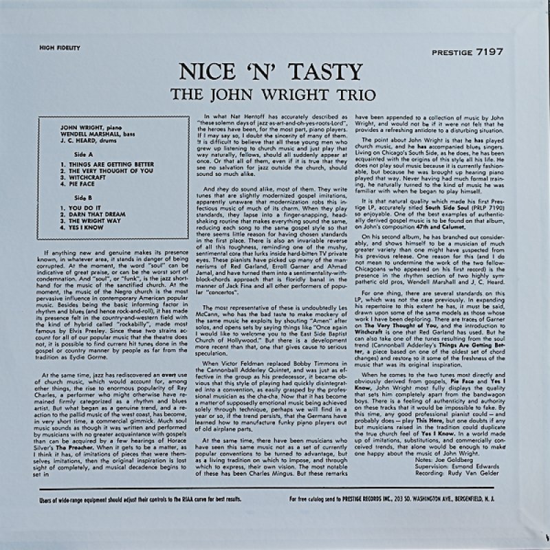 画像2: ザ・ジョン・ライト・トリオ/THE JOHN WRIGHT TRIO (2)