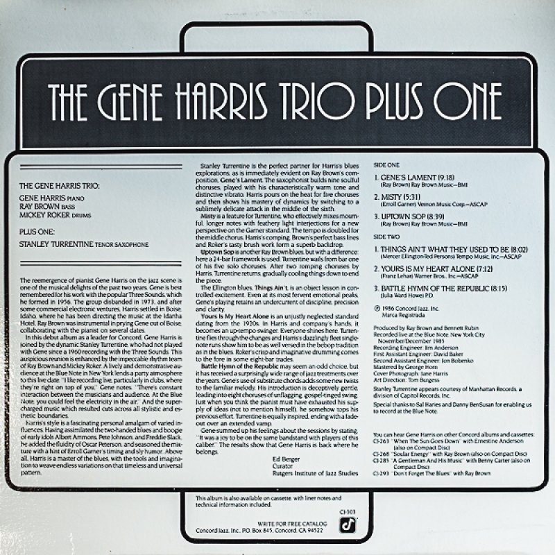 画像2: ジーン・ハリス（p）/THE GENE HARRIS TRIO PLUS ONE (2)